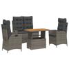 VidaXL Garden Dining Set with Cushions 4 Pcs, Patio Table, Patio Furniture, Outdoor Furniture, Grey 3277467
