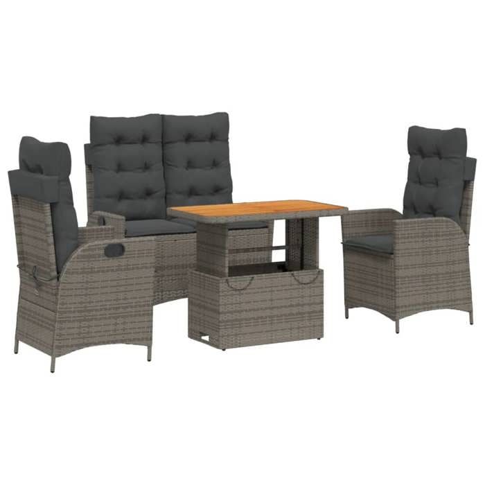 VidaXL Ensemble à Manger de Jardin avec Coussins 4 pcs, Table de Terrasse, Meubles de Patio, Mobilier d'Extérieur, Gris 3277467
