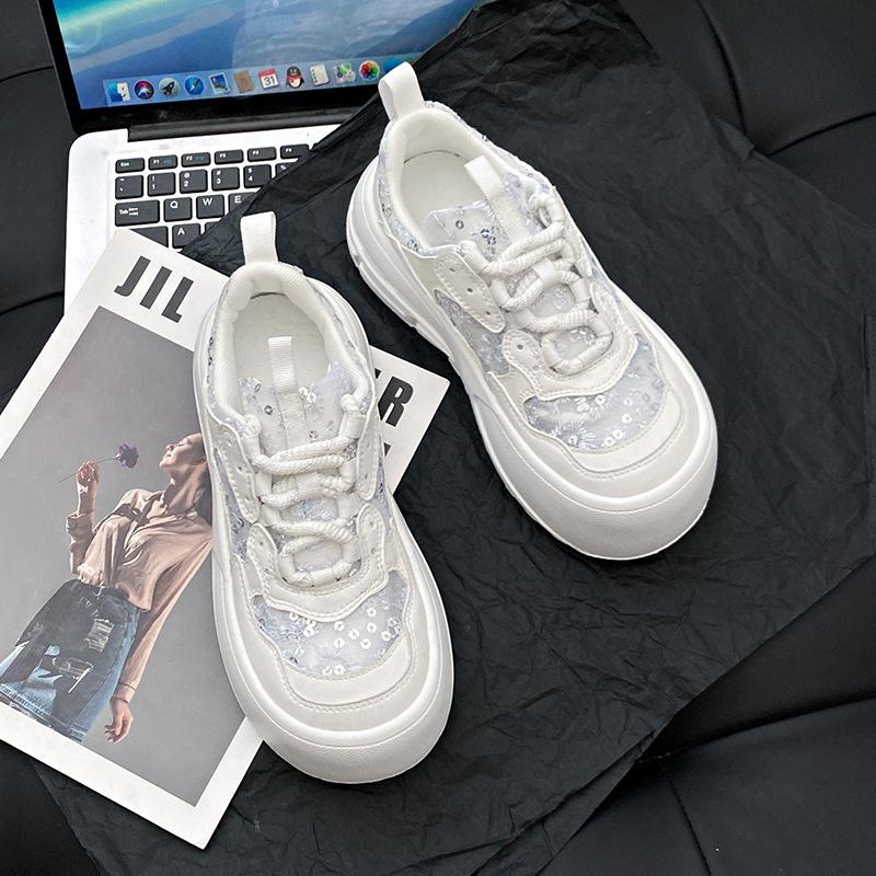 

Little white shoes women s 2024 summer new inner height increase thick sole small women s shoes mesh casual sports women s shoes 35
