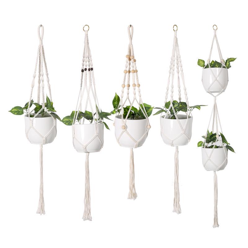 Creative Woven Cotton Plant Hanging Basket Set