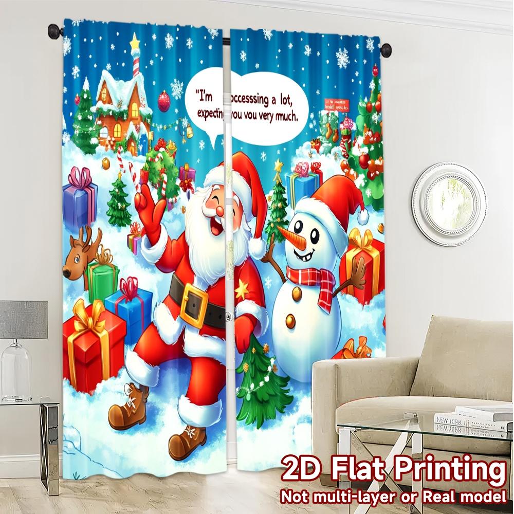 2pcs,Curtains Christmas Ski Resort Modern Curtain Fabric Yarn Curtains Thermal Insulation, and Room Darkening Functions Suitable