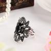 Women's Vintage Hollow Flower Pattern Ring Plated Alloy Resin Finger Jewelry Gift