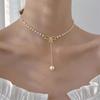 New Bow, Pearl Necklace, Rhinestone Fringed Pendant, Exquisite Collarbone Chain, Fashionable, Personalized and Simple Neck Chain for Women