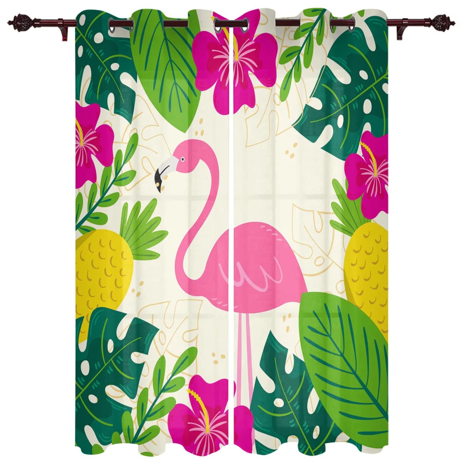 

Модные шторы с изображением фламинго и тропических цветов, шторы с затемнением, различные узоры в стиле животных, шторы для кухни, шторы для штор W55 X H120cm X 2&Grommet Top