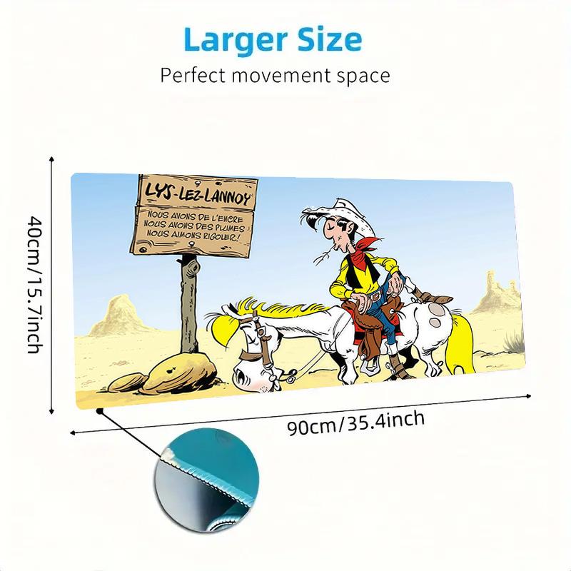 Lucky Luke Print Cushion Non-slip Laptop Tablet Big Mousepad XXL Mat Mini PC Playmat With Lock edge