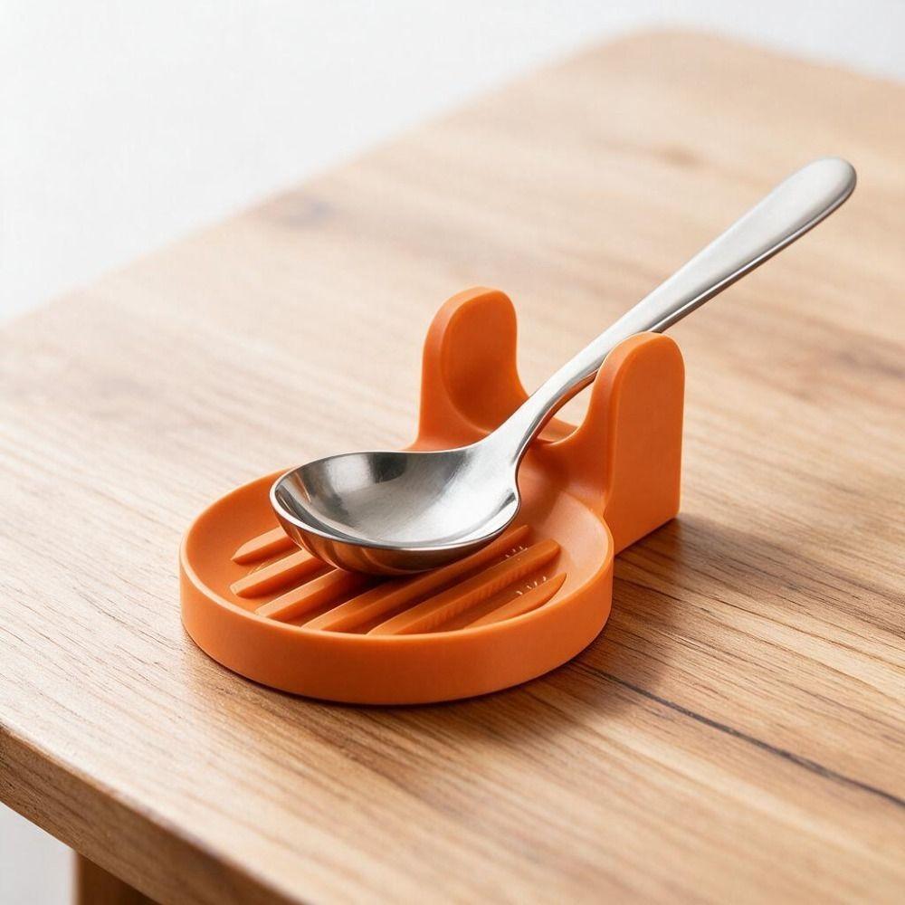 3D Printed Spoon Holder Orange Spoon Organizer Creative Spoon Rest Dinning Table