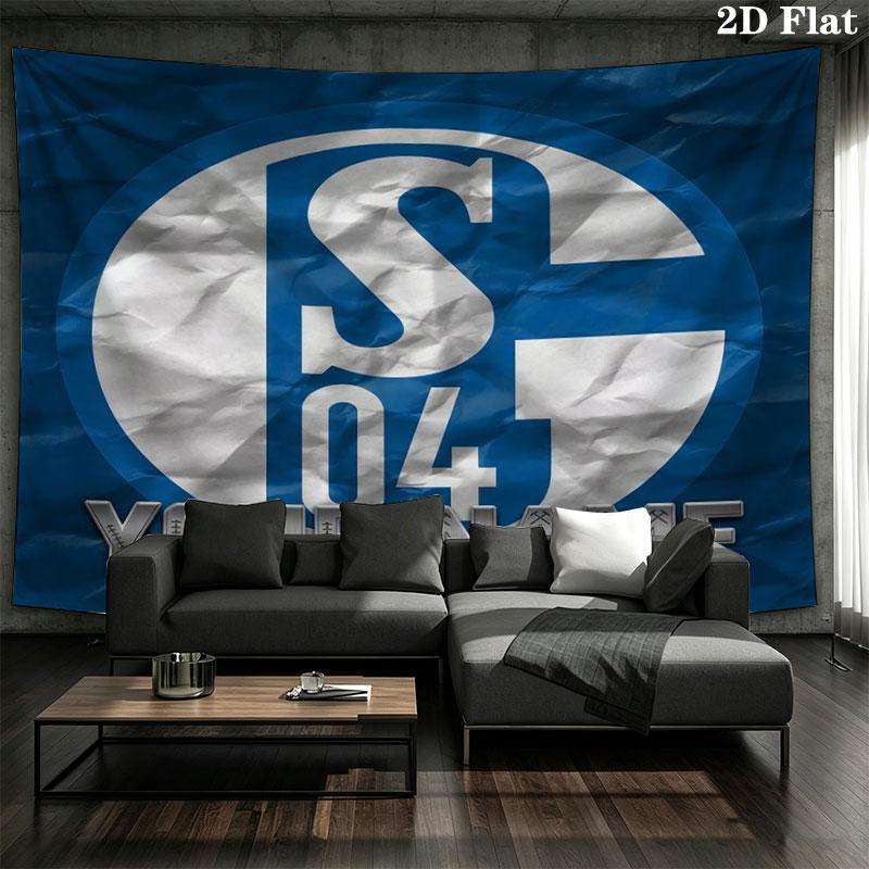 FC Schalke 04 Benutzerdefinierter Name Wandteppich Ästhetischer Wandbehang Bedruckte Stoffdecke Dekorative Wandteppiche für Schlafzimmer Wohnzimmer Heimdekoration