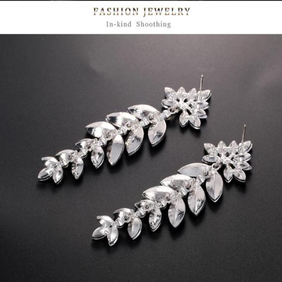 

Элегантные серьги с длинными листьями Модные красные свадебные серьги