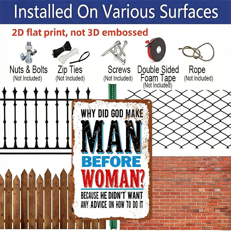 2D Flat, 1pc Humorous Wall Art Sign - Aluminum Metal Plaque with Funny Quote, 8x12 Inch Indoor/Outdoor Decorative Hanging Sign for Home, Office, Bar