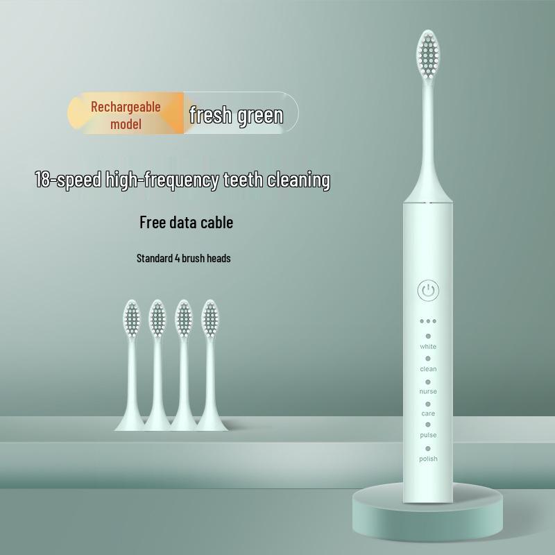 Unisex Rechargeable Ultrasonic Soft Bristle Electric Toothbrush for Home & Travel