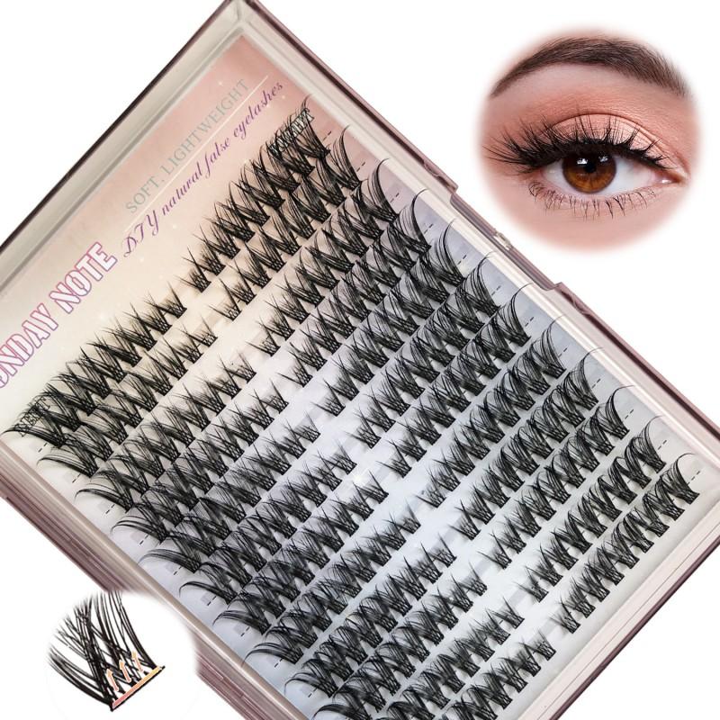 Individual Cluster False Eyelashes 216 Pieces 12 Rows Dense Separated Lashes Synthetic Fiber Black