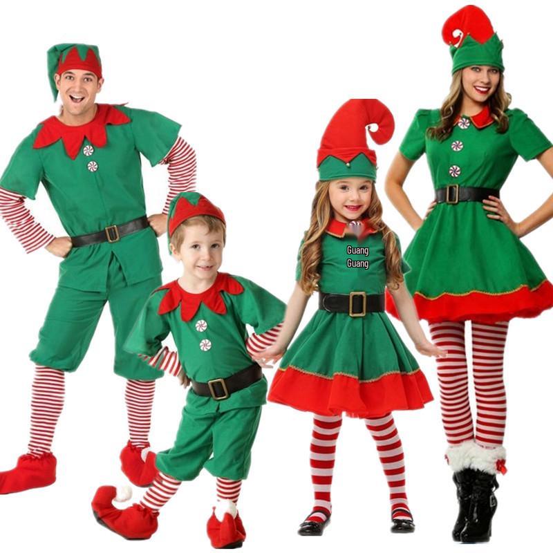 Costumes d'Elfe de Noël Familiaux pour Enfants et Adultes - Cosplay Unisexe pour les Fêtes et Halloween