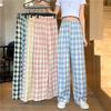 Direct Plaid Pants Women's New High-waisted and Thin Straight Wide-leg Pants, Thin and Loose Floor-mopping Casual Pants