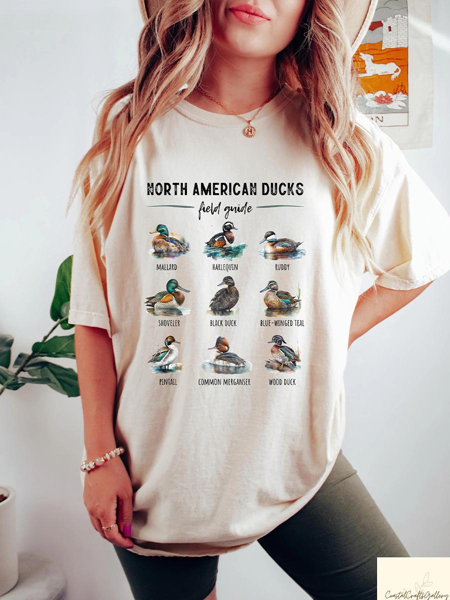 

Retro Comfort Duck Tshirt Ducks of North America Shirt Cute Waterfowl Nature Lover Gift Cute Duck Y2K Unisex Shirt Streetwear S