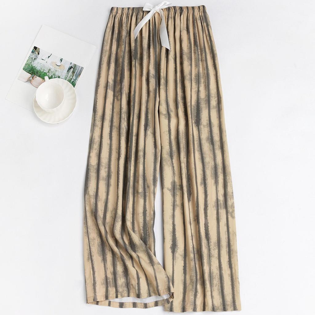 Women's Floral Cotton Silk Pajama Pants, Mosquito Repellent, Outdoor & Home Wear, Plus Size, Lightweight Summer Style.