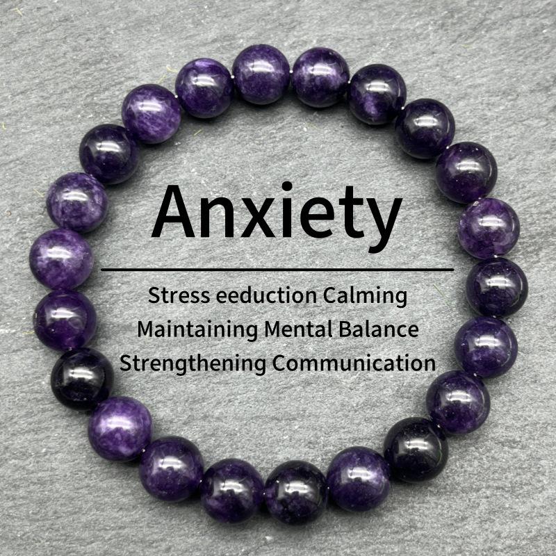 Purple Dragon Amethyst Crystal Bracelet - 6mm, 8mm, 10mm Beads, Fashion Jewelry.