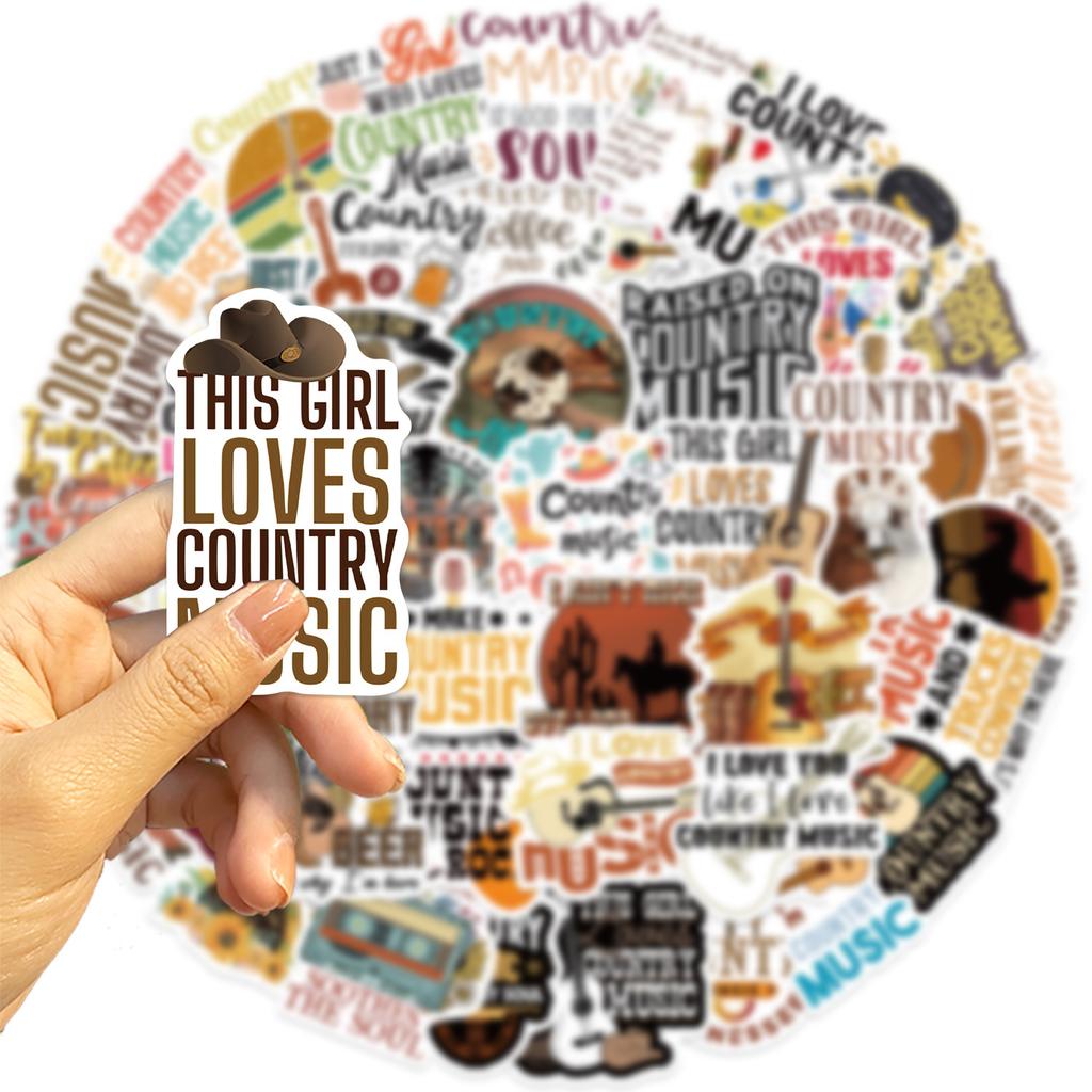 50 Cartoon Country Music Graffiti Stickers Decorate Guitar Notebook Suitcase DIY Waterproof Stickers