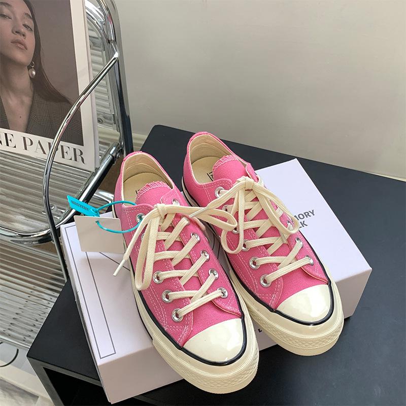 S white low-top canvas shoes men's retro women's shoes pointed student board shoes classic trendy shoes