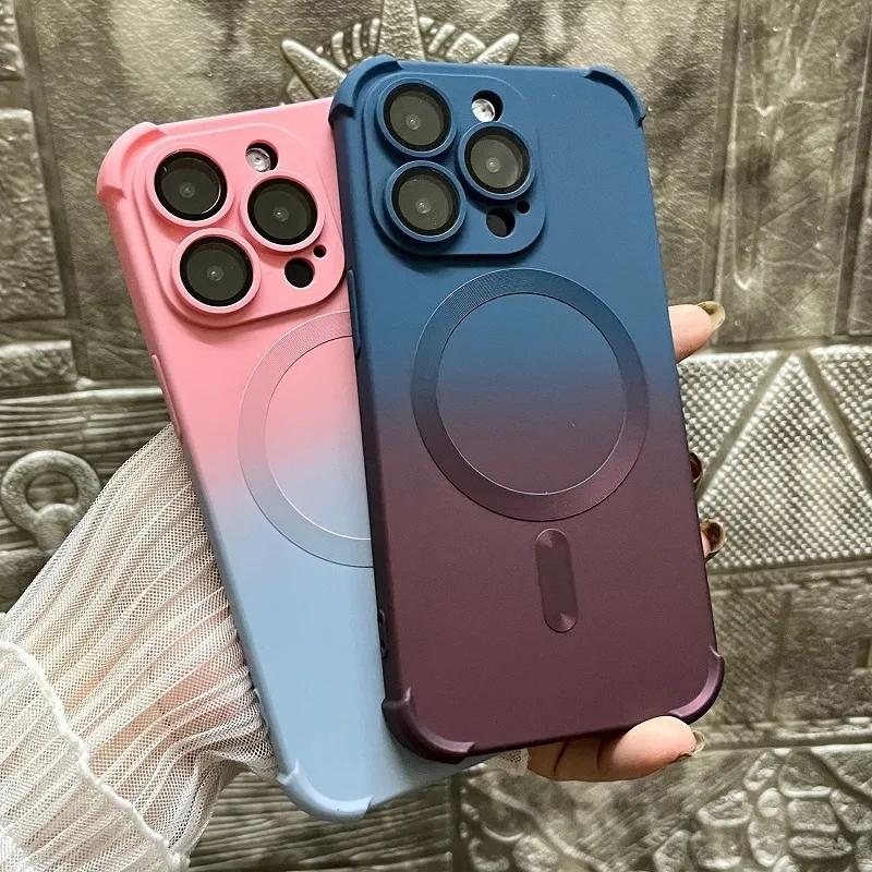 

Градиентный защитный чехол для объектива камеры Magsafe для предотвращения падения для iPhone 13 12 14 Pro Max Plus, магнитный чехол для беспроводного зарядного устройства