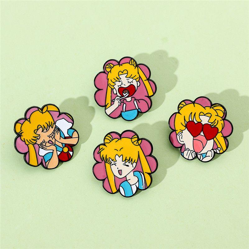 Kawai Sailor Moon Usagi Tsukino Cute Cartoon Metal Badge Moon Hare Brooch Cute Student Bag Accessories Toy Children Halloween