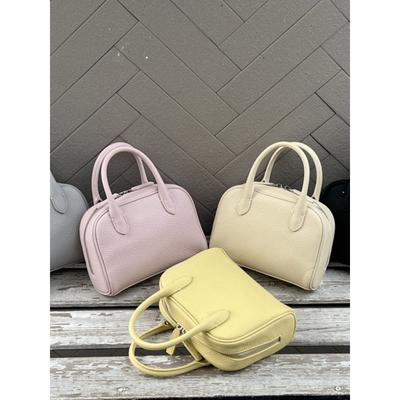 Erste Schicht Rindsleder Boston Kissen Tasche Nische Echtes Leder Bowling Handtasche Modische Einzelne Schulter Umhängetasche Für Damen