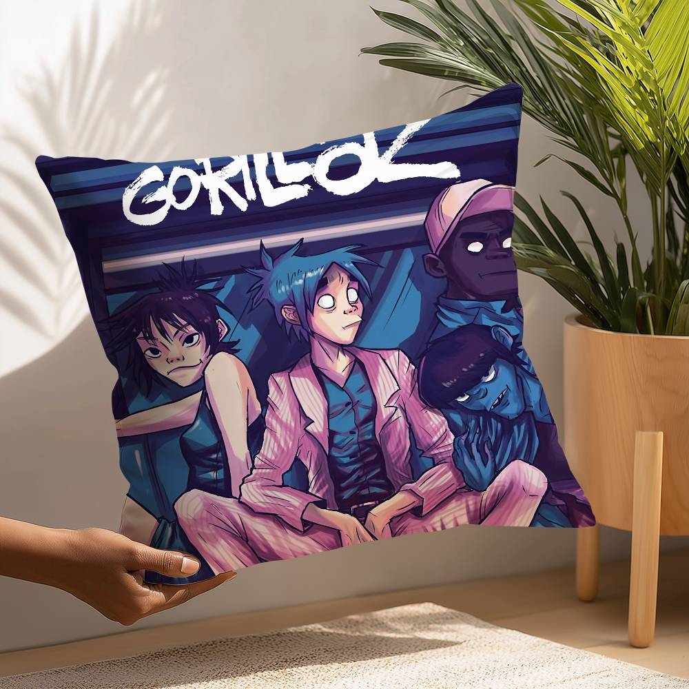 Band G-Gorillaz Music Pillow Case Square Double‑Sided Print Cushion Case For Sofa Home Bedchamber Decor Gift