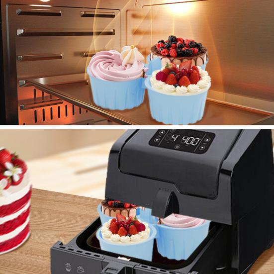 Silikon-Kuchenform für Heißluftfritteuse Antihaft-Eierkuchenform Pudding-Dessertform Hitzebeständig Spülmaschinenfest Backförmchen