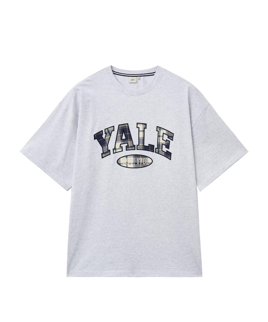 YALE Check Two-Tone Arch T-Shirt_Light Gray