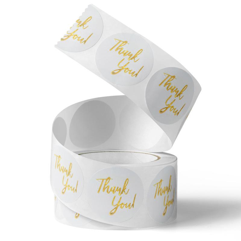 Adesivos de Agradecimento Transparentes com Hot Stamping, Embalagem de Presente, Adesivos de Selagem, Adesivos de Selagem, Circulares, Autoadesivos, Etiquetas