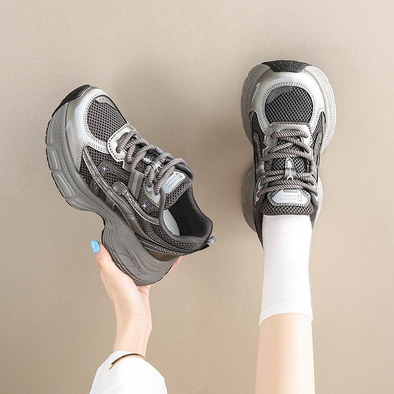 Dad Shoes Girl 2025 Autumn New Small Fashion Versatile Platform Comfortable Women's Shoes Mesh Sports Casual Shoes