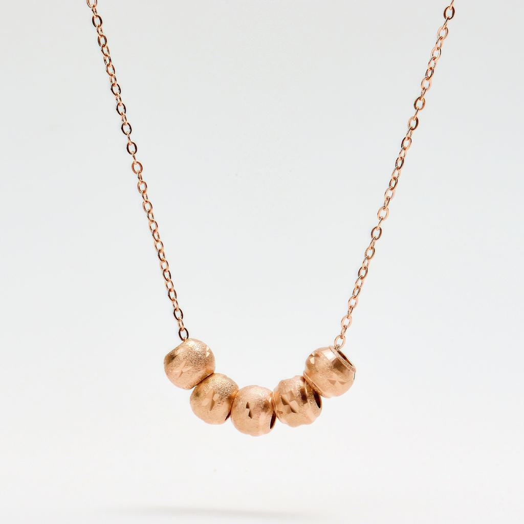 Stainless Steel Rose Gold Necklace Retro Niche Design Beaded Pendant Simple Necklace Female