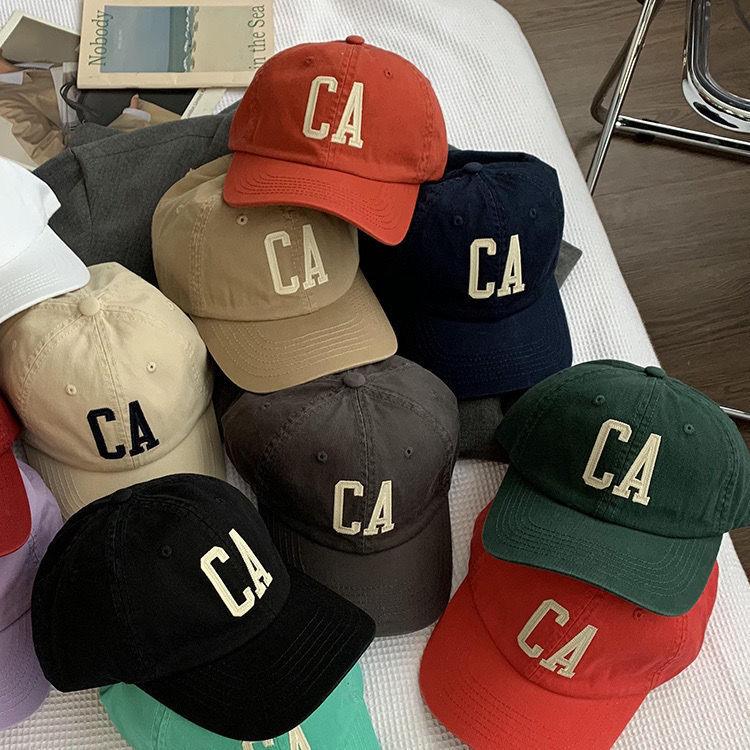 New Big Head Circumference CA Letter Soft Top Baseball Cap Female Couple Ins Face Small Sunshade Cap Male Summer