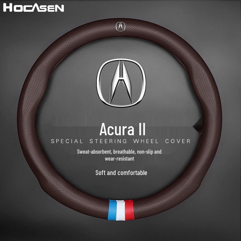 Genuine Leather Steering Wheel Cover for Acura RDX, CDX, MDX, TLX, LZDX - All Seasons
