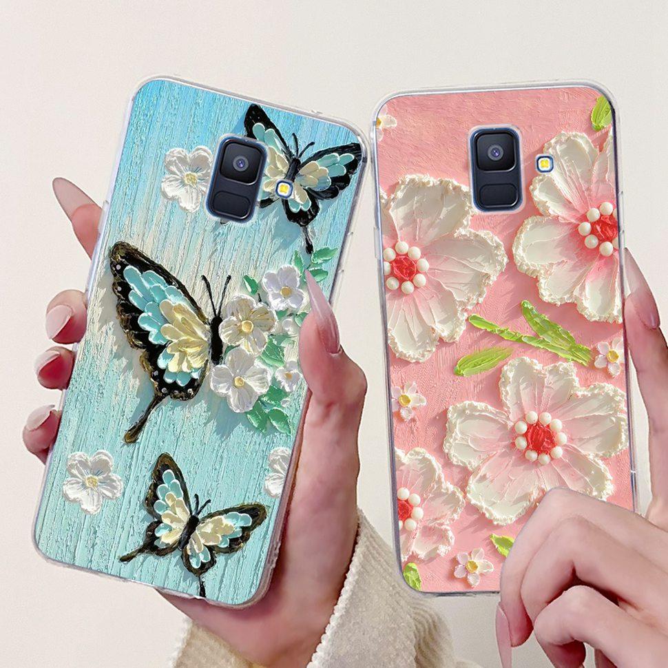 For Samsung Galaxy A6 2018 Case Luxury Painted Cover Soft Silicone Phone Case For Samsung A 6 A6 GalaxyA6 2018 Back Cover Coque