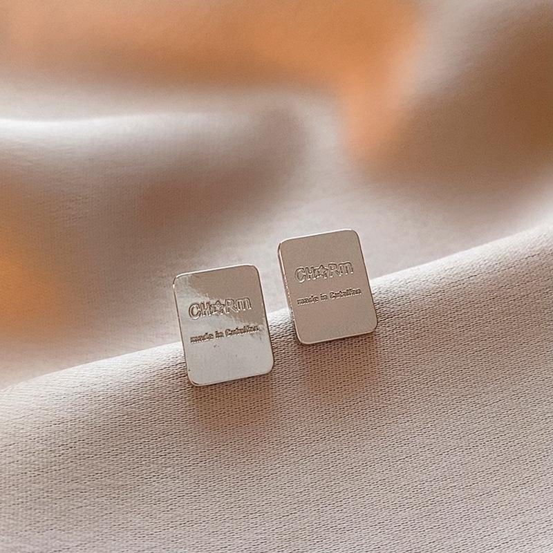 Metal wind love geometric earrings simple and cold wind stud earrings niche temperament versatile earrings