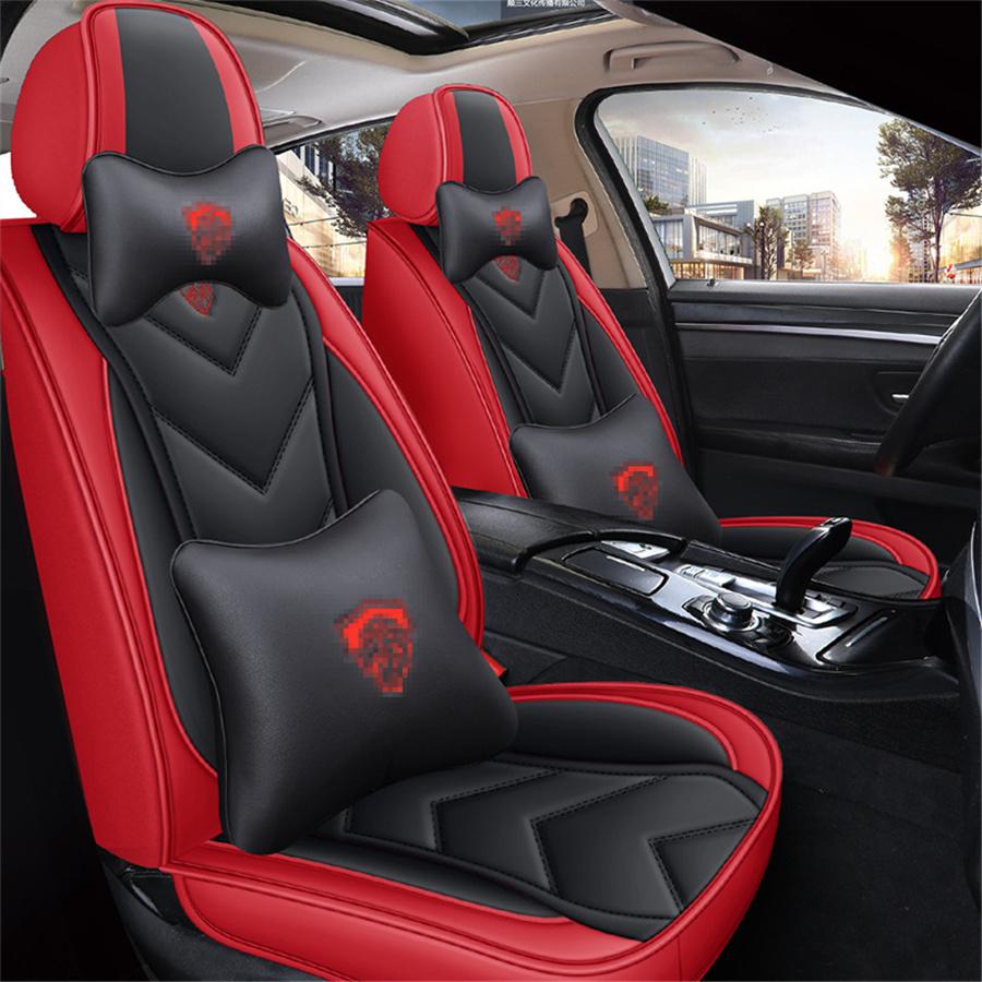 5-Seats Luxury Wear Resistant Leather Seat Cover Car SUV Full Front+rear Universal Seat Cushion Headrest Waist Pillow
