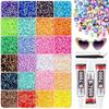 24-Grid Colorful Flat-Bottom Resin Rhinestones Kit for DIY Keychains and Phone Cases with Glue