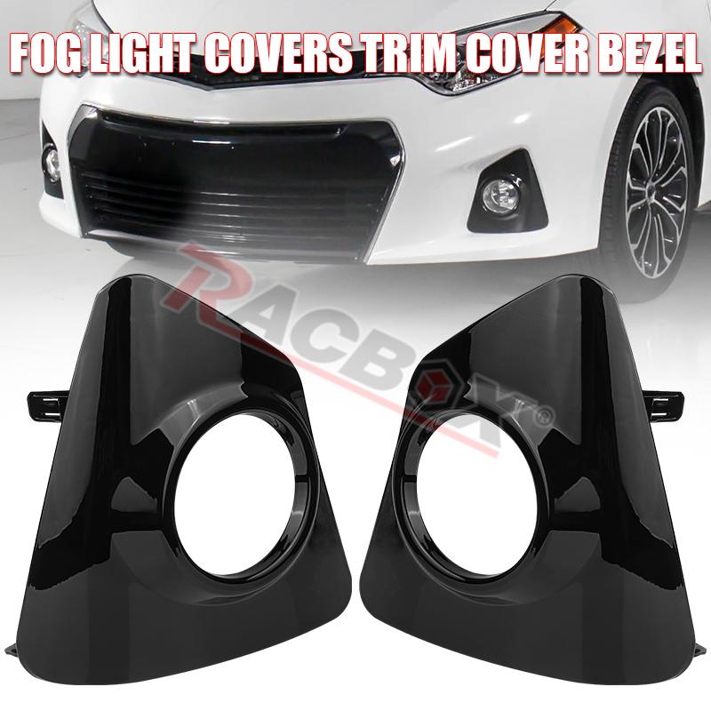 Car Front Left Right Fog Light Lamp Trim Cover Bezel Frame for Toyota Corolla S 2014 2015 2016 Parts Replacement Glossy Black