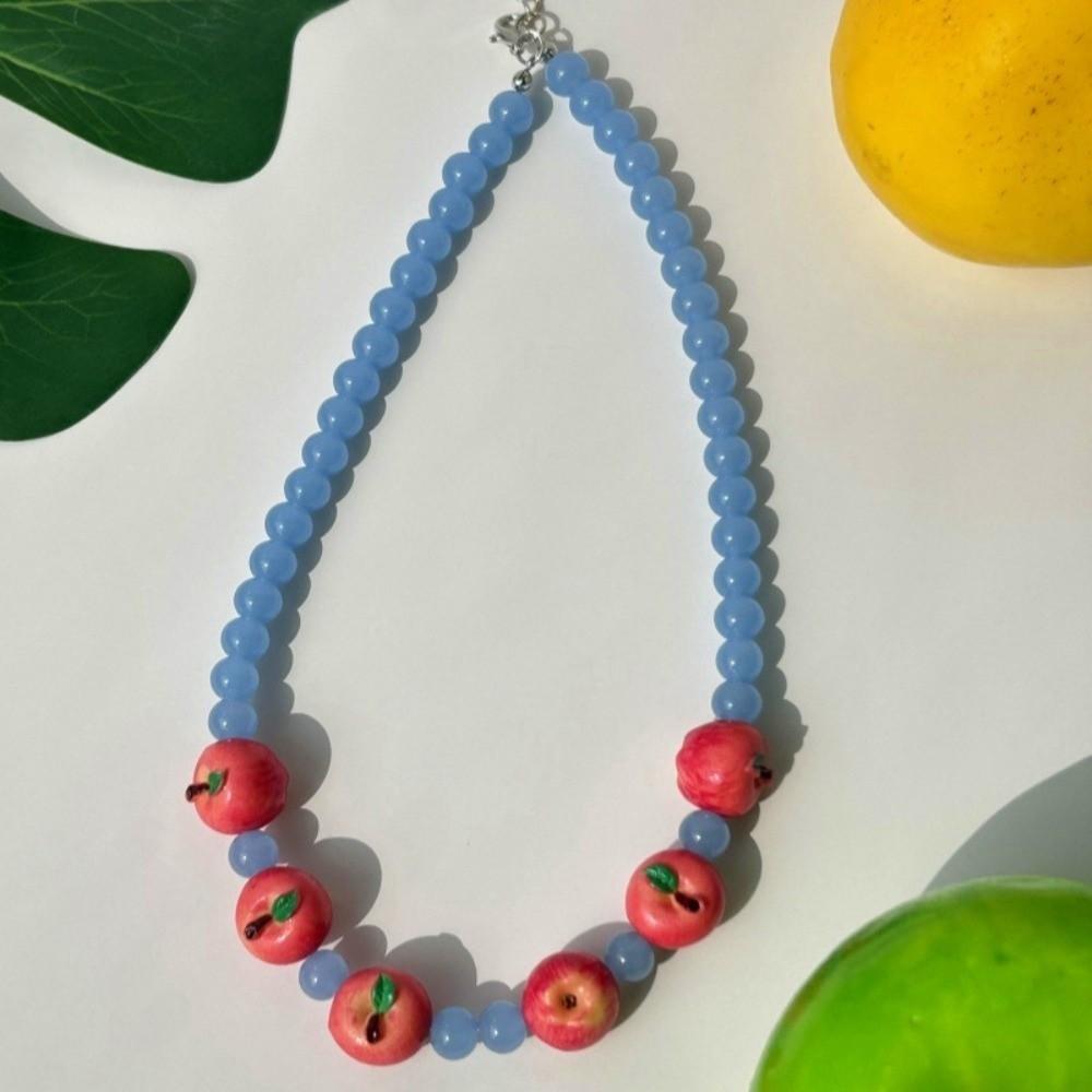 Layered Fruit Bead Necklace Stackable Retro Necklace Bohemian Colorful Choker Beach