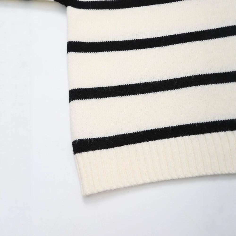 Autumn/Winter Color Block Striped Zip-Up Sweater - Long Sleeve Fashion for Europe & America