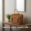 Rectangular Storage Basket with Lid Portable Box Handle Handwoven
