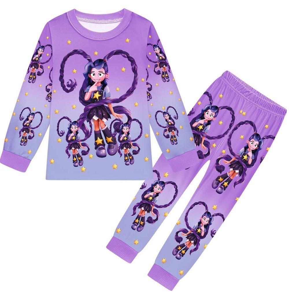 19800 Kids Girls Lily Lovebraids Printed Long Sleeves Round Neck Fashion Top Trousers Sets