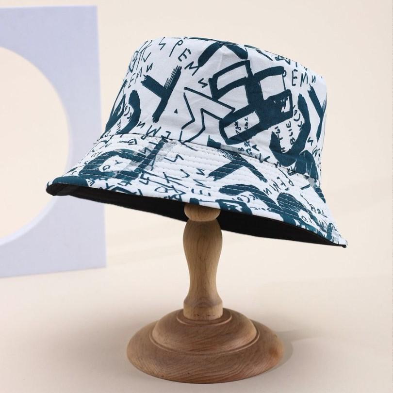 Graffiti Letter Double-Sided Bucket Hat Spring And Summer Outdoor Leisure Sun Hat Tide Basin Hat