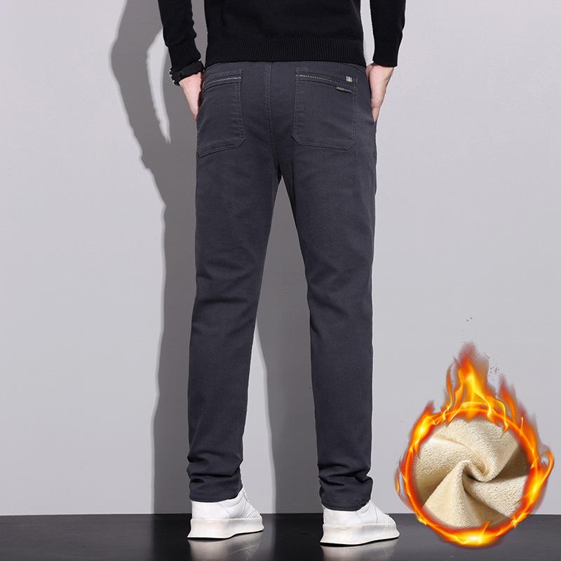6 typů kávy Černá Šedá Podzimní a zimní Pánské kalhoty s fleecem/Běžné Volitelné Slim fit Rovná nohavice High-end Ležérní kalhoty pro mírně pokročilé