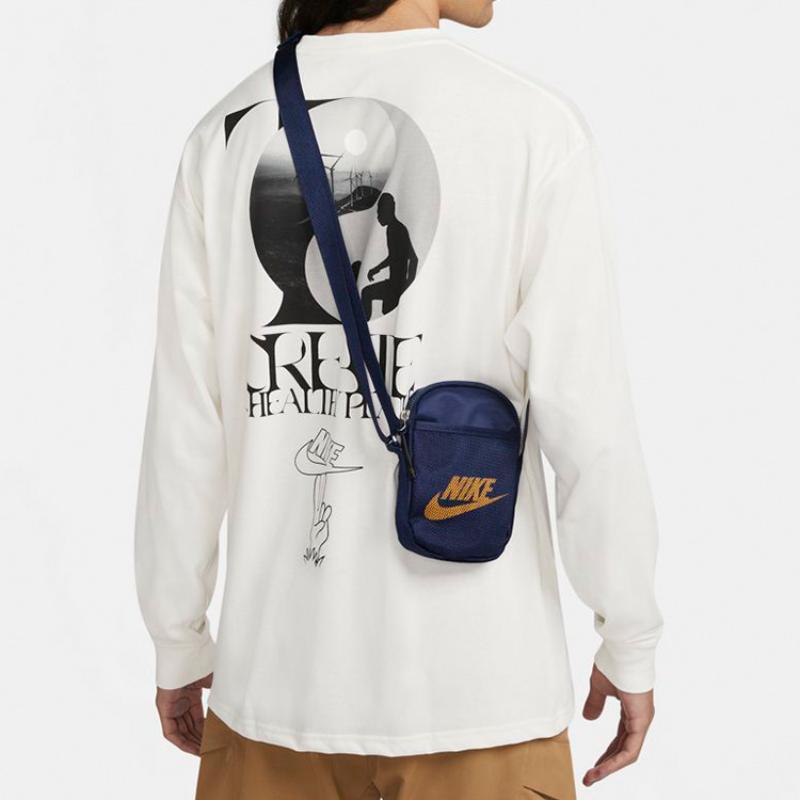 Nike Heritage Polyester Shoulder Bag, Crossbody Bag Regular Unisex Navy Blue Casual BA5871-410