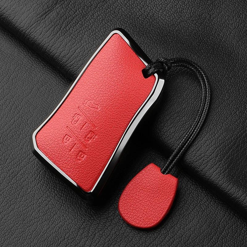 5 Button Metal and Leather Car Key Case Cover For Lexus LM350h LM500H  2024 Car Key Case Protect Fob