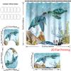 4PC-piece shower curtain set with 12 hooks, shower pad, toilet seat, seat, bathroom non slip carpet, washable curtains for home decoration