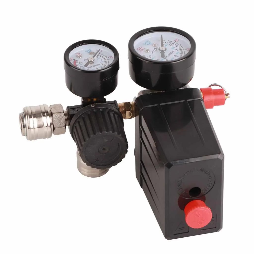 Air Compressor Valve Pressure Control Switch Air Compressor Pressure Switch 1/4in 4 Holes Controller Regulator Valve 90‑120PSI