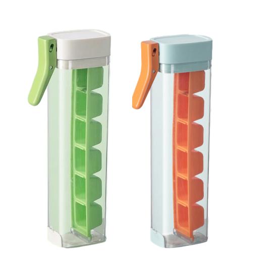 

2Pcs Press-Release Ice Cube Tray with Lid Food-Grade Silicone Mold for Freezer Easy-Release Leak-Proof Space-Saving Ice Maker for Home Party