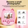 200DPI Kids Instant Print Thermal Camera Black White Mini Cartoon Selfie Printer Toy Xmas Birthday Gift for Toddler Boys Girls